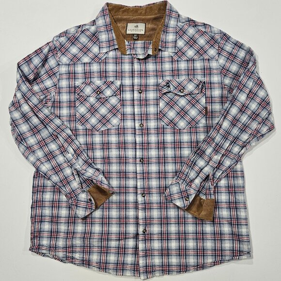 Legendary Whitetails Mens 2XT Plaid Flannel Shirt Cotton Corduroy Collar - Picture 1 of 8